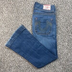 True Religion Sammy Big T Women's 24x30 Bootcut Jeans Low Rise Flare Blue USA